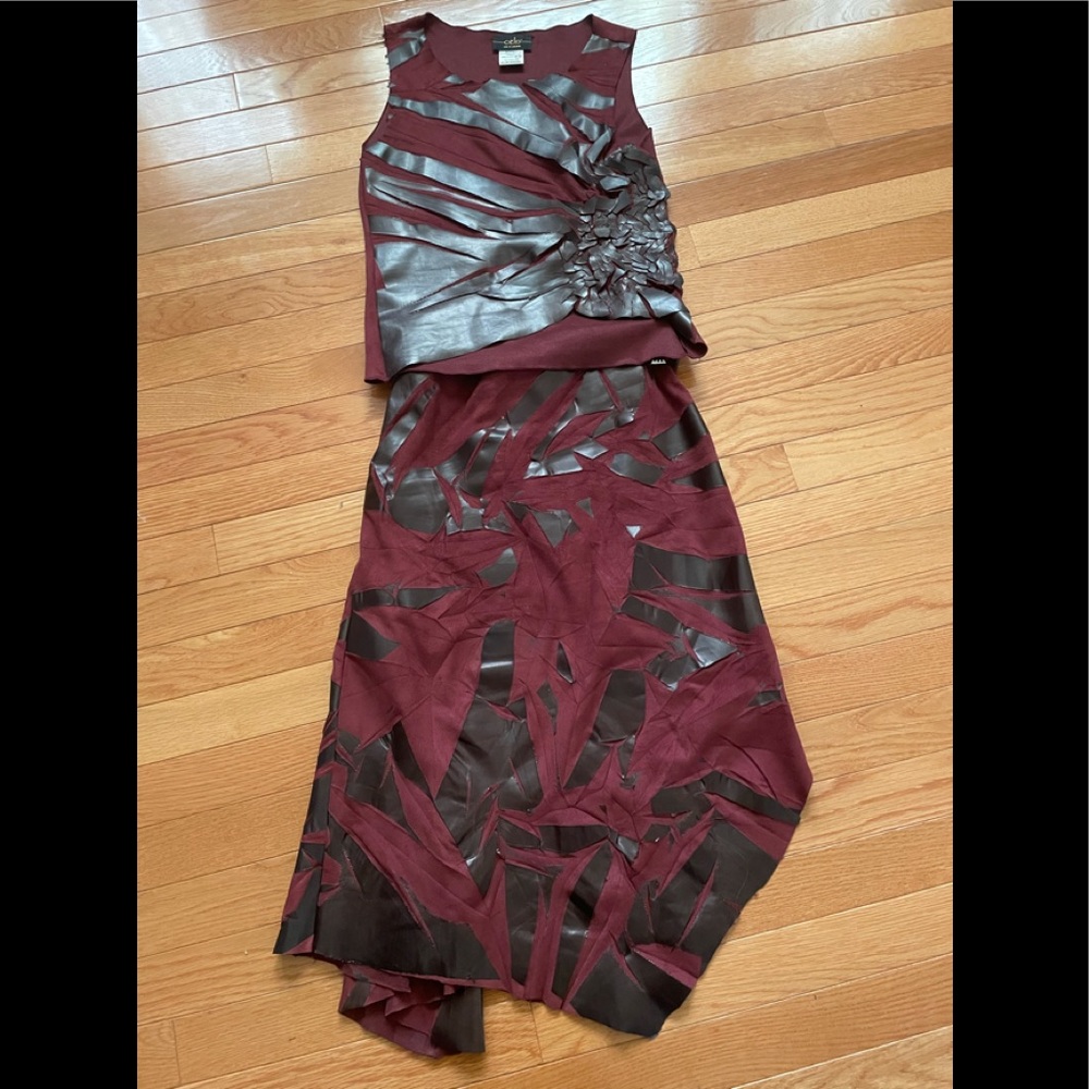 Evening skirt with matching top outfit